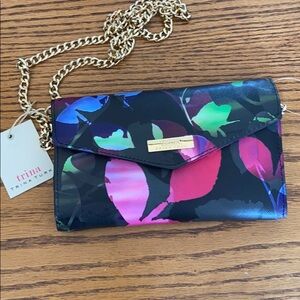 Black Colorful Floral Trina Turk Cross Body Bag Purse
